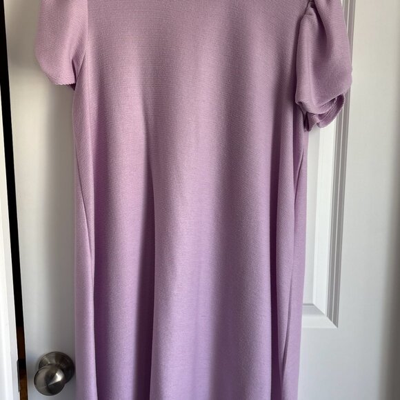 Coquette Lilac Puff Sleeve Ribbed Dress - Picture 2 of 2